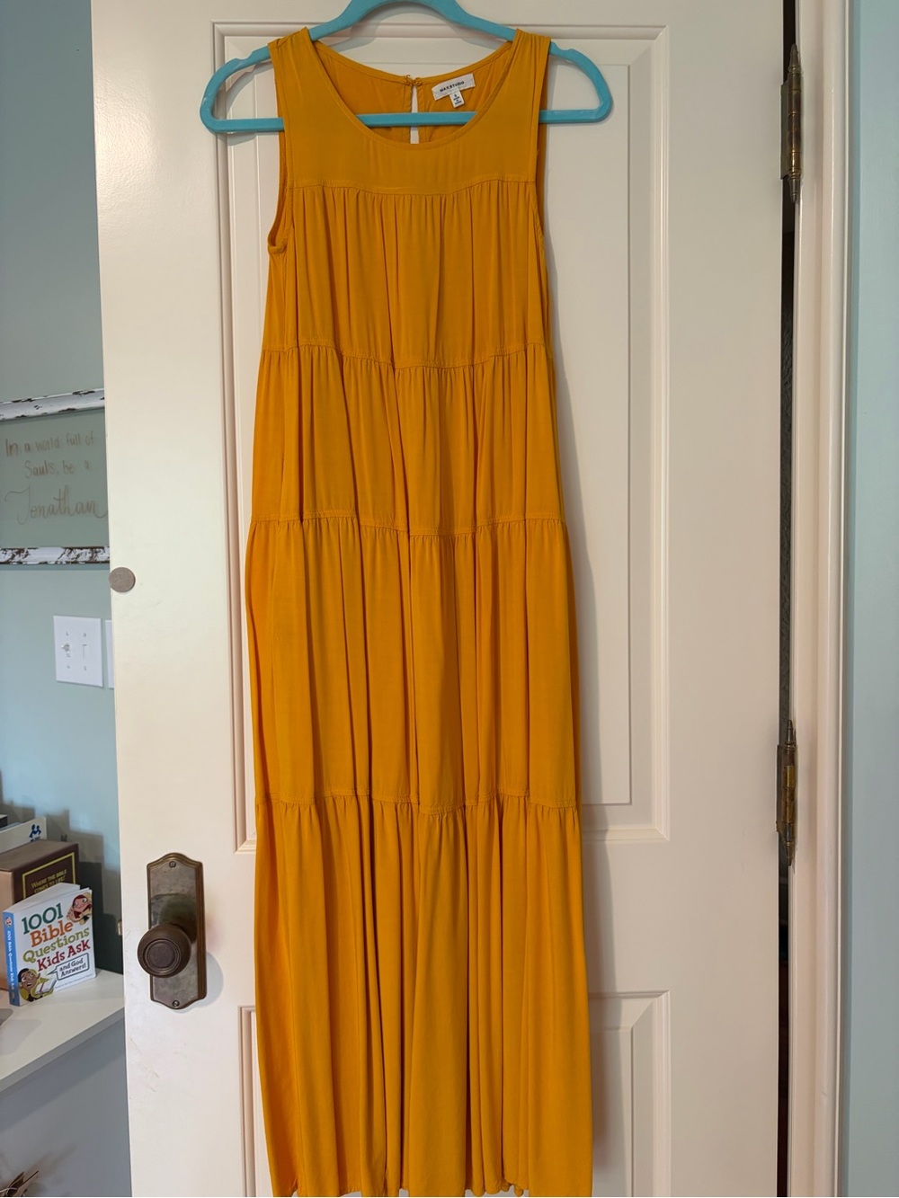 Max Studio Mustard Yellow Tiered Maxi Dress Size S